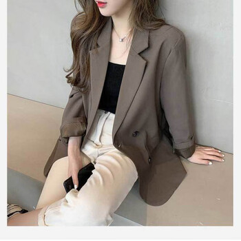 网红炸街西装外套女2021春秋新款韩版宽松英伦风休闲显瘦小西服女咖啡