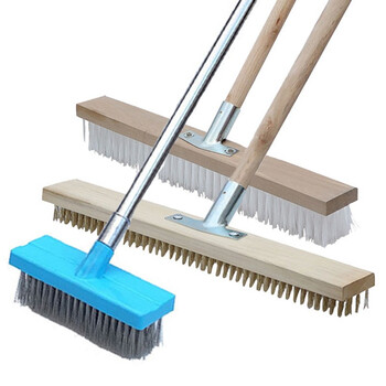 强卫士 QIANGWEISHI 地板刷 养殖场清洗不锈钢丝地面硬毛洗地刷 27cm硬塑料丝地板刷（带木柄1.2米）3个起售