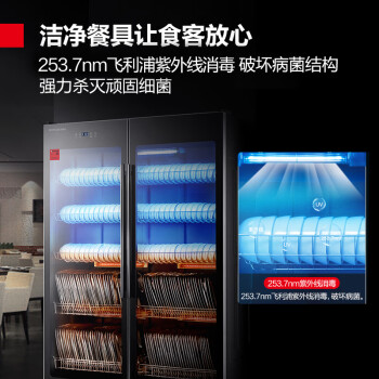 德玛仕（DEMASHI)商用消毒柜紫外线消毒立式双开门对开门餐厅食堂酒店餐饮用大容量碗柜XDZ880-F3