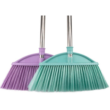 海斯迪克 塑料扫把套装 不锈钢长柄扫把家庭不粘毛发加宽清洁扫帚 紫色 HKLY-73
