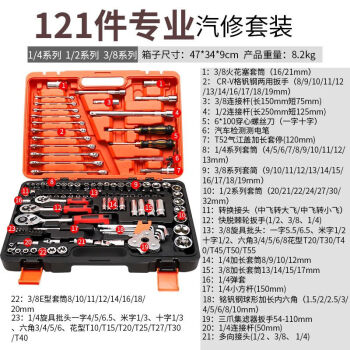 汽修工具套装121件套汽修工具套筒组套汽保汽修机修组合工具121件套