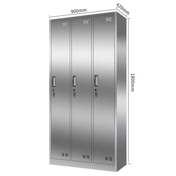 京顿JINGDUN 304不锈钢更衣柜钢员工储物柜宿舍健身更衣浴室寄存鞋包柜 三门更衣