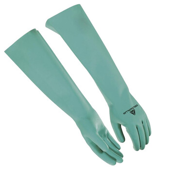代尔塔（Deltaplus）201846 VE846 超长丁腈防化手套 46CM加长耐油化学工业手套 定做 绿色 9.5码 5副