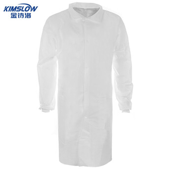 金诗洛 KSL038 一次性白大褂蓝大褂 SMS无纺布实验服防尘服 白XL(可定制)