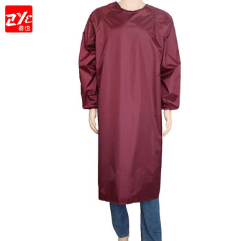 者也（ZYE）涂层防水罩衣耐油耐弱酸碱厨房水产养殖劳保大褂围裙可定制 酒红色 大号