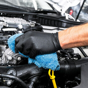 安美尚（ams）A5221 一次性丁腈检查手套 加厚指麻清洁实验室手套 黑色 100只/盒 S码