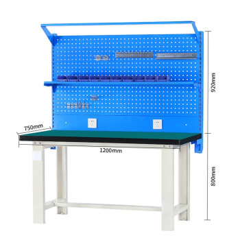 金兽重型工作台1200*750*800+920mm钳工操作维修台实验台GT1037灯架棚板双挂板
