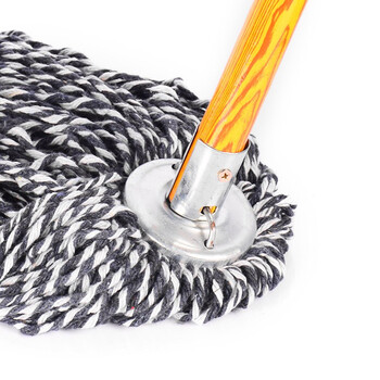 领象 木杆拖把棉线大堂老式墩布尘推拖布工厂物业吸水拖把 蓝白圆头