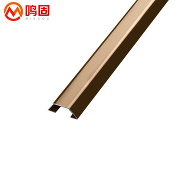 鸣固 不锈钢线槽 线槽板金属防踩耐压走线电线网络线地线槽宽2cm 1米长（玫瑰金）