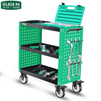 老A LAOA LA120103喷塑绿色三层挂板工具推车755*395*835mm