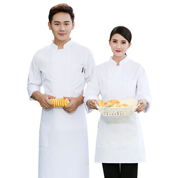 安美尚(ams)厨师工作服厨房餐厅饭店后厨食堂双排扣男厨师服 男女同款长袖 定做 M 1件