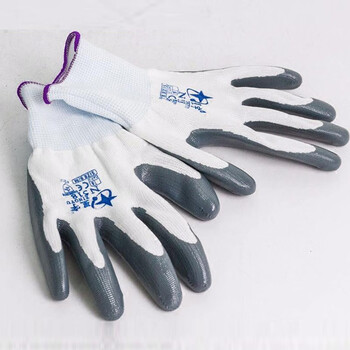 星宇 N518劳保手套丁晴浸胶防滑耐磨防油防水透气 灰色12副 M