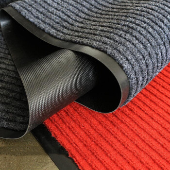 豫之韵PVC双条纹地毯酒店防滑垫吸水脚垫走廊餐厅地垫商用塑料 灰色条纹1.8米宽15米长