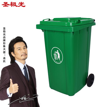 圣极光塑料垃圾桶240L常规挂车款户外环卫垃圾桶小区分类果皮箱可定制G1415绿色