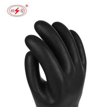 双安10KV乳胶绝缘手套1级带电作业耐压7.5KV电工电力电器设备维修高压防触电劳保手套 10码定做1副