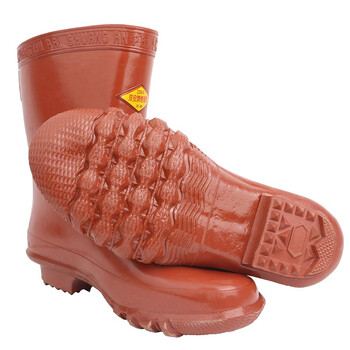 双安 中筒绝缘靴防触电防滑橡胶电工25KV耐磨棕色 42码