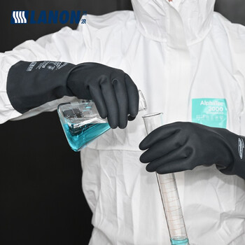 兰浪SR300进口氯丁橡胶防化手套防有机溶剂耐酸碱工业实验室劳保 L