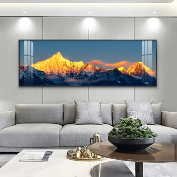 墨派客厅装饰画现代简约沙发背景墙壁画背有靠山轻奢晶瓷画大气酒店