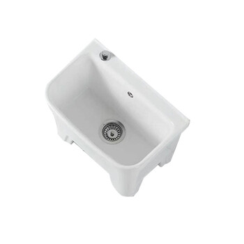 星期十阳台高脚陶瓷拖把池带腿拖布池落地式洗墩布池型号144一键排污+入墙龙头带防溢水口50cm*34cm*42cm定制