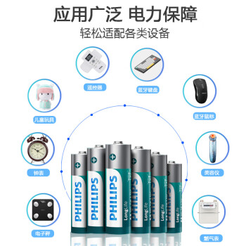 飞利浦（PHILIPS）碳性7号电池10粒干电池适用遥控器/钟表/电子称/计算器/闹钟/耳温枪七号电池AAA R03
