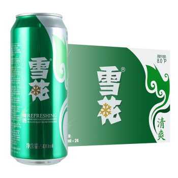 雪花啤酒 清爽拉罐 500ml*24罐装整箱 勇闯天涯8度听装啤酒 【500ml*