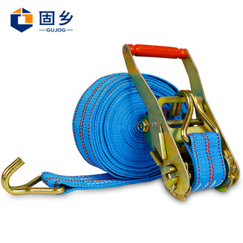 固乡 货车紧绳器捆绑带收紧器紧固带拉紧器汽车拖车绳捆绑带 双钩高密度5cm宽10m长带铁架一套 拉力3吨