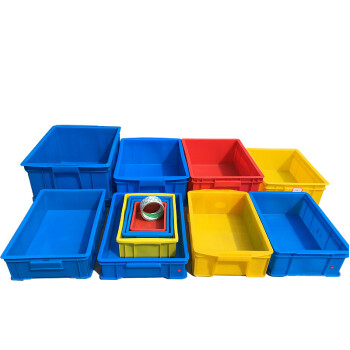 伏兴 塑料周转箱 加厚塑料箱定制收纳箱可堆物流箱搬运箱整理箱 蓝色 335箱外370*245*112mm