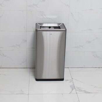 迪恩斯（DEANS）不锈钢垃圾桶公共厕所卫生间洗手间大号商用办公室无盖直投擦手纸垃圾桶大容量50升 