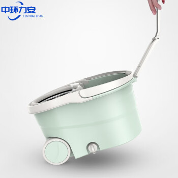 中环力安【抹茶绿金属蓝塑料盘+1头】旋转拖把桶双驱动免手洗
