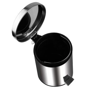 庄太太【20L29*44cm（410不锈钢）】不锈钢砂光拉丝圆形脚踏式有盖垃圾桶