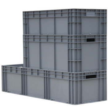 冰禹 BY-1193 EU箱加厚塑料物流箱 欧标汽配周转箱 收纳整理储物箱零件盒 800*600*330灰