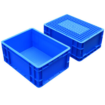 海斯迪克 EU周转箱塑料箱 汽配可堆式储物箱零件箱 蓝色无盖600*400*280
