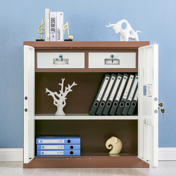 欧思泰保密柜文件柜钢制防盗国保锁保险柜办公资料柜档案柜铁皮凭证柜单节矮柜   单节咖白套国保指纹锁