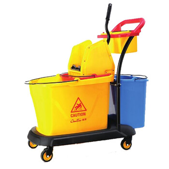 超宝（CHAOBAO）B-046 下压式双桶榨水车 50L酒店拖把清洁车拖把桶挤水拖地桶洗拖把柞水车
