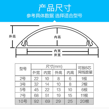 鸣固 pvc地线槽 加厚耐压型 阻燃地板槽弧形地槽 送胶 1米/根 5根装 4号可含6根网线 加厚款