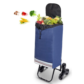 海斯迪克 HKCL-219 购物车爬楼折叠小拉车 买菜手拉车小推车行李车拉杆车 基础款 蓝