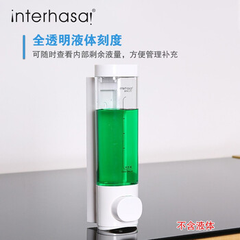 英特汉莎 皂液器 壁挂式手动按压 酒店浴室沐浴露洗发水洗手液盒 单头透明白色 710904
