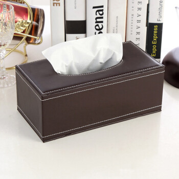 益美得  FW2256 酒店皮质纸巾盒欧式创意餐厅纸抽盒 办公室简约餐巾纸盒   棕色