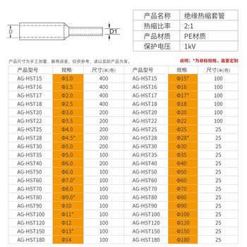 安捷宝 红色热缩管1/2/3/4/5/6/8/10/30-60mm收缩管加厚绝缘套管电线保护套AG-HST3R