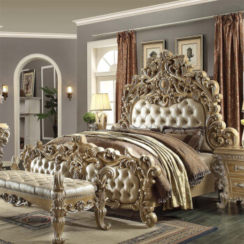 欧式豪华婚床皇家豪庭法式高端双人床别墅豪华家具主卧皮高箱欧式实木
