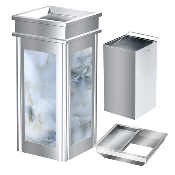 科力邦（Kelibang） 不锈钢垃圾桶 直投方桶商用酒店垃圾箱宾馆大堂烟灰桶垃圾桶上开口 仿翡翠白 KB1020