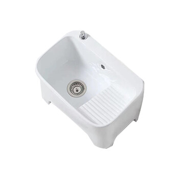 星期十阳台洗衣盆拖把池一体陶瓷拖布池自动下119+一键排污+喷枪龙头带溢水口56cm*38cm*40cm定制