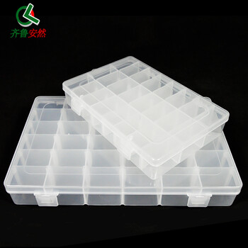 齐鲁安然 零件盒塑料透明工具箱分类箱电子元器件收纳样品格子带盖小螺丝盒子 36格可拆分