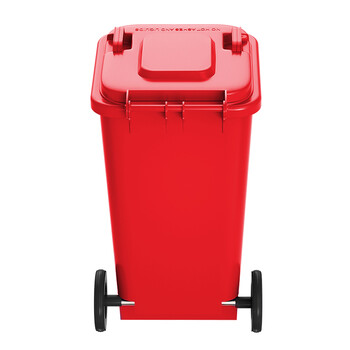 舒蔻(Supercloud) 大号塑料分类垃圾桶小区环卫户外商用带轮加厚垃圾桶可定制图案100L加厚红色分类有害垃圾