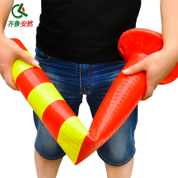 齐鲁安然 75CM塑料警示柱 挡车柱【PU弹力柱 1根柱 不带链】反光柱防撞柱 隔离桩 护栏