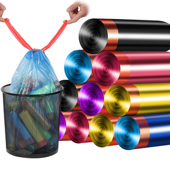 斯威诺 N-3635 抽绳式自动收口垃圾袋 办公室穿绳垃圾袋彩色45*50CM 1卷15只装