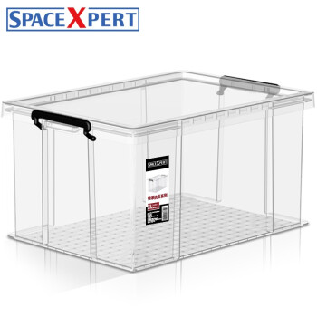  SPACEXPERT 直角抗压收纳箱100L单只透明 加厚衣物整理箱储物箱搬家箱打包箱