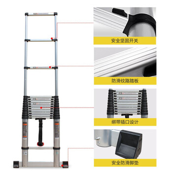 盛浦 竹节梯子 铝合金伸缩升降直梯 单侧工程梯6.2米 S-TZ062