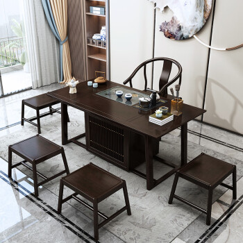 家如艺jyoue新中式茶桌椅组合实木简约现代茶几茶具套装一体禅意茶道