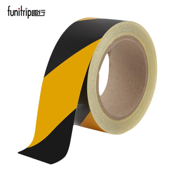 趣行 黑黄斜纹反光条警示胶带 宽5cm长25米 消防安全警戒线隔离带标识 电线杆墙贴地板贴标志反光膜